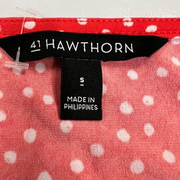 41 Hawthorne Women's Square Neck Polka Dot Tank Top Orange/White Size Small - Picture 8 of 9